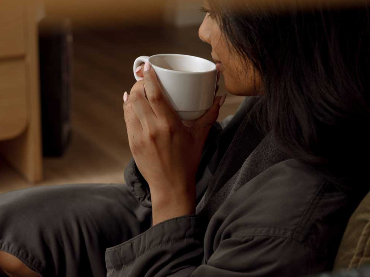 milk + honey lounge with robe and tea